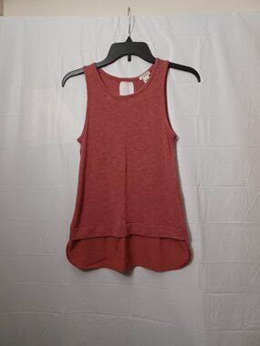 J.CREW FACTORY DRAPEY MIXED MEDIA TANK TOP BLOUSE BURNISHED ROUGE SIZE XXS